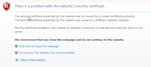 Alerta de certificado en el Internet Explorer